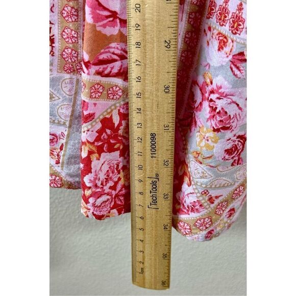 North End Pink Floral Patchwork Square Neck Babydoll Dress With Tie Backs Small - Picture 6 of 8